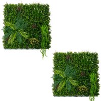 Artificial Plant Wall Tiles - Green / Polyethylene / 100x100cm / 2