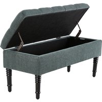 Elegant Linen Storage Bench with Button-Tufted Design - Green