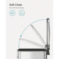SONGMICS 6L Soft-Close Pedal Bathroom Bin - Silver