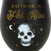 Just Trying To Feel Alive Stemless Wine Glass - Black