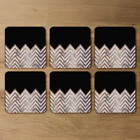 Marble Zig Zag Pattern Coaster - Gold