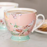 Set of 4 KitchenCraft China Peach Birds Footed Mugs - Mixed