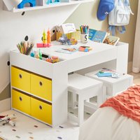 Kids Activity Table with 2 Stools - White
