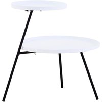 Trosa Two Tie White and Black Side Table - White