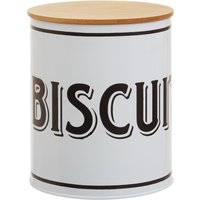 Grocer White Metal Biscuit Canister - White