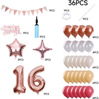 Lifeideas 36-Piece 16th Birthday Balloon Decorations Set - Pink