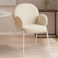 Dining Chair Scandi - Padded Boucle Cover, High Backrest - Cream / 90cm / 4