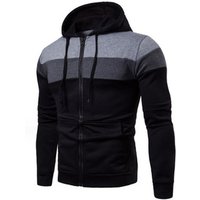 Men's Zipper Colour Combination Sport Hoodie - Black / M / Polyester, Cotton