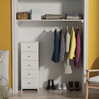 Yarmouth Fully Assembled 5 Drawer Bedside Cabinet - White Matt