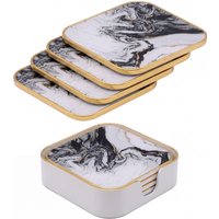 Set of 4 Square White Drinks Coasters - White