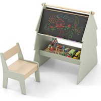 Kids Art Easel with Stool - Green
