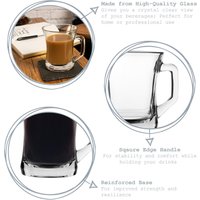 Zen+ Glass Coffee Mugs - 225ml - Multicolour - Pack of 12 - Multicolour