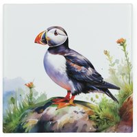 Puffins Glass Hot Pot Stand - Heat Resistant Non-Slip Trivet - Black