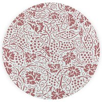 Red Oak Leaves & Berries Round Worktop Protector - Textured Glass Chopping Board - Red