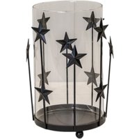 Four Candle Large Black Metal Star Candle Holder 22cm