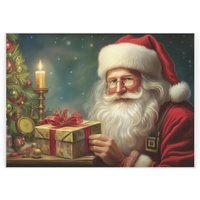 Traditional Santa Smooth Glass Worktop Saver - Small Christmas Chopping Board