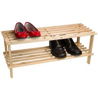 Wooden Two Tier Shoe Rack - Natural