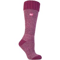Heat Holders Ladies Warm Winter Knee High Ribbed Thermal Boot Socks - Pink