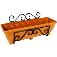 Wall Mounted Planter Trough Holder - Scrolled - Terracotta