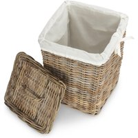 Square Rattan Laundry Basket - Brown / 42cm