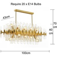 Clear Crystal Rods and Gold Postmodern Genuine K9 Crystal Chandelier - Clear / 43cm