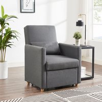 GRS, Rory Single Chair Sofa Bed Armchair Sleeper Grey Fabric Chaise Pull Out Sofa Bed - Grey GRS, Rory Single Chair Sofa Bed Armchair Sleeper Grey Fabric Chaise Pull Out Sofa Bed - Grey