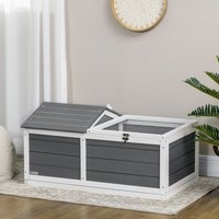 PawHut Tortoise House with Openable Roof, Tray, for Indoor and Outdoor Use - Dark Grey