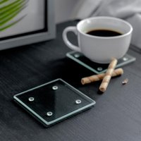 6x Glass Square Coasters - 10cm - Clear