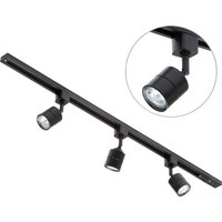 1m Track Light Kit with Soho Spotlight Heads and LED Bulbs - Black / 3