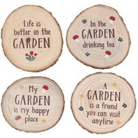 Garden Wood Slice Coasters, Quotes and Gifts for Gardeners - Brown