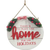 , Home For The Holidays Hanging Sign - White , Home For The Holidays Hanging Sign - White