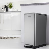 50L Dual Compartment Recycle Pedal Bin - Silver