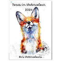 Foxes in Watercolour 2024 Calendar - Brown / 29.7cm