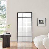 Yoko Medium Black Frame Window Wall Mirror - Black