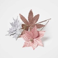 Homescapes Artificial Set of 3 Pink Poinsettia Single Stem Decorations - Pink