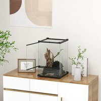 PawHut Glass Reptile Terrarium for Lizards, Frogs, Snakes, Turtles - Black / 12l