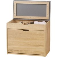 Shoe Storage Bench With Cushioned Seat Hidden Storage - Natural Brown