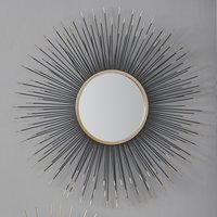Starburst Sun Round Wall Mirror - Black and gold