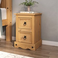 Corona 2 Drawer Bedside Table - Waxed Pine