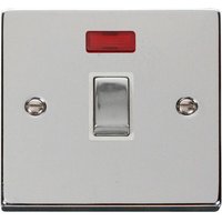 Polished Chrome 1 Gang 20A Ingot DP Switch With Neon - White