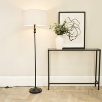 Maggie Floor Lamp with a Fabric Drum Shade - White / Bulb Included