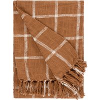 Beni Check Fringed Throw - Ginger/Natural
