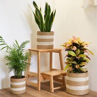 Set of Three Natural Indoor Planter Basket for Houseplants - Natural