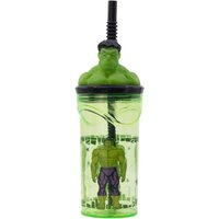 Avengers Hulk 3D Figurine Glass Tumbler With Straw 360ML - Green / Avengers Hulk
