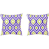 Printed Outdoor Garden Scatter Cushion - Purple Lime / 2