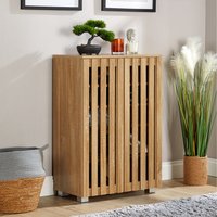 Halden Shoe Storage 2 Door Slatted Front Cabinet Unit - Oak effect