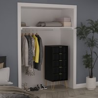 Cube Ready Assembled 5 Drawer Tallboy - Deep Black & Black Matt