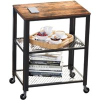 3 Tier Kitchen Trolley with Wheels - Brown