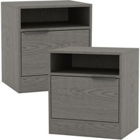 1-Door Bedside Table Cabinet Nightstand Storage Shelf Unit Bedroom Furniture - Cedar Grey / 2
