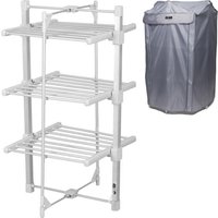 Electric Heated Clothes Airer With Cover - Silver